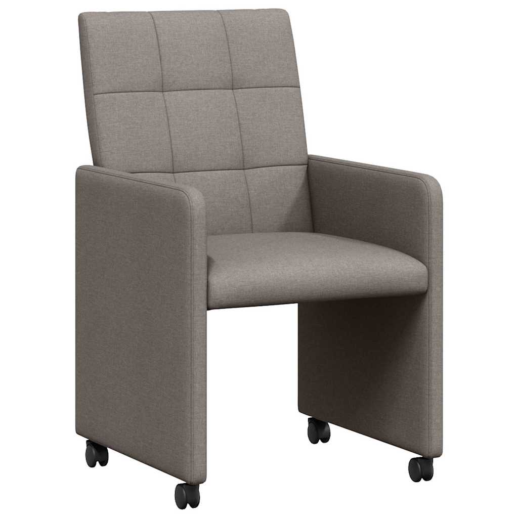 Chaises de Salle à Manger avec Roues 2 pcs Taupe tissu - XIOS
