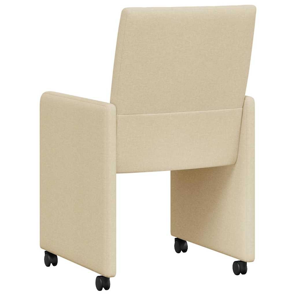 Chaises de Salle à Manger avec Roues 2 pcs Crème tissu - XIOS