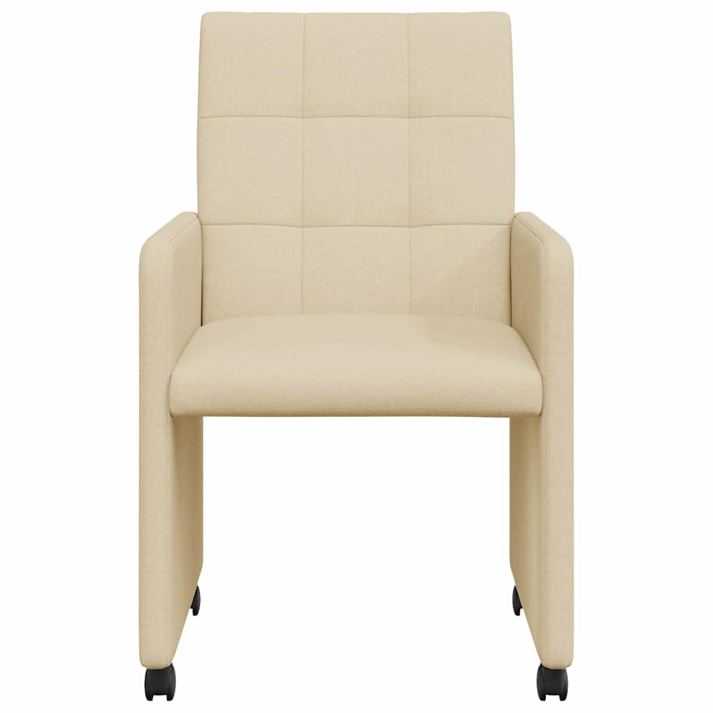 Chaises de Salle à Manger avec Roues 2 pcs Crème tissu - XIOS