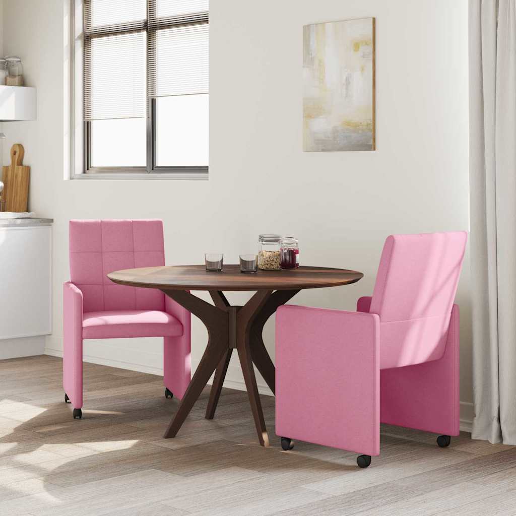 Chaises de Salle à Manger avec Roues 2 pcs Rose 58 x 65 x 94 cm - XIOS