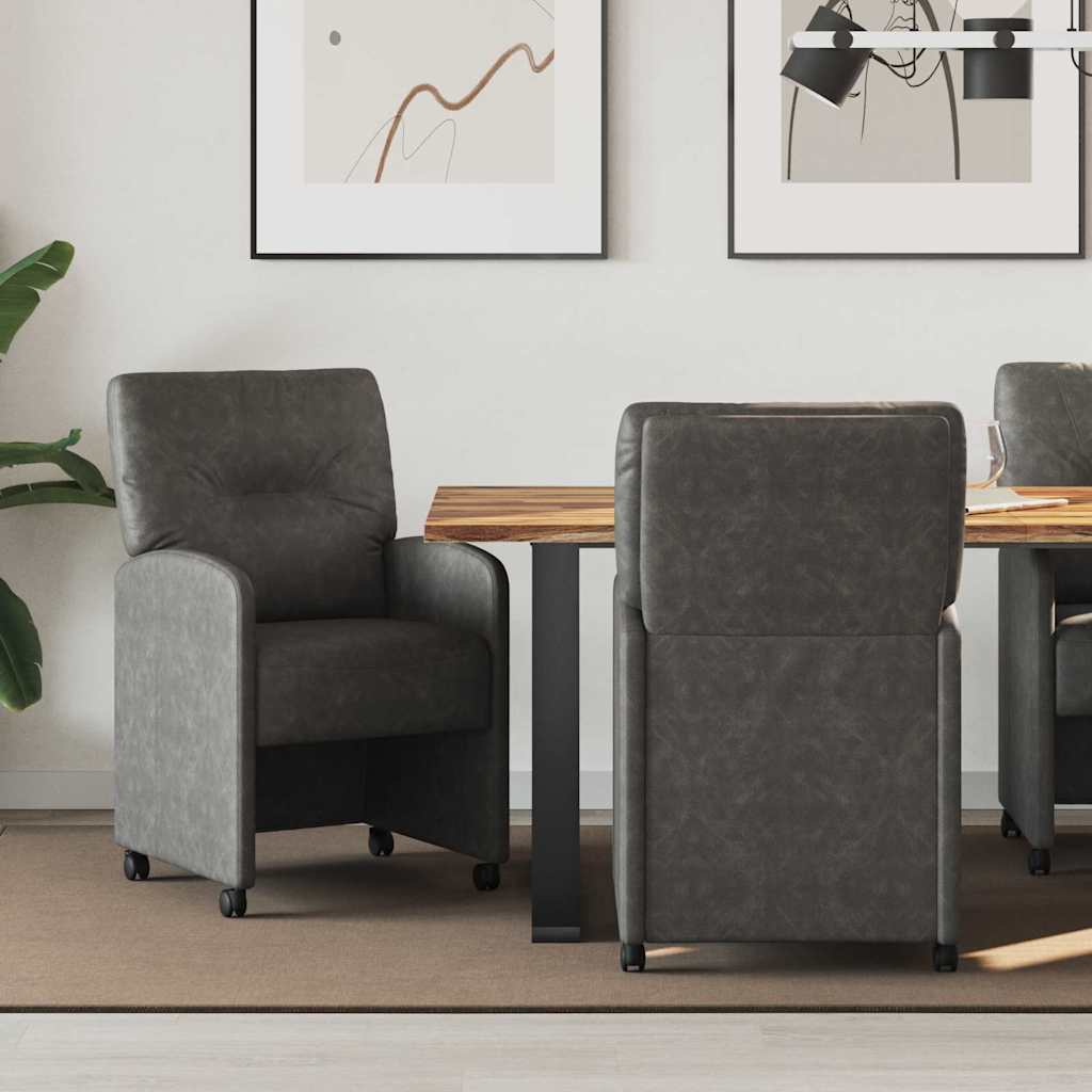 Chaises de Salle à Manger avec Roues 2 pcs Noir 57 x 67 x 95 cm - XIOS