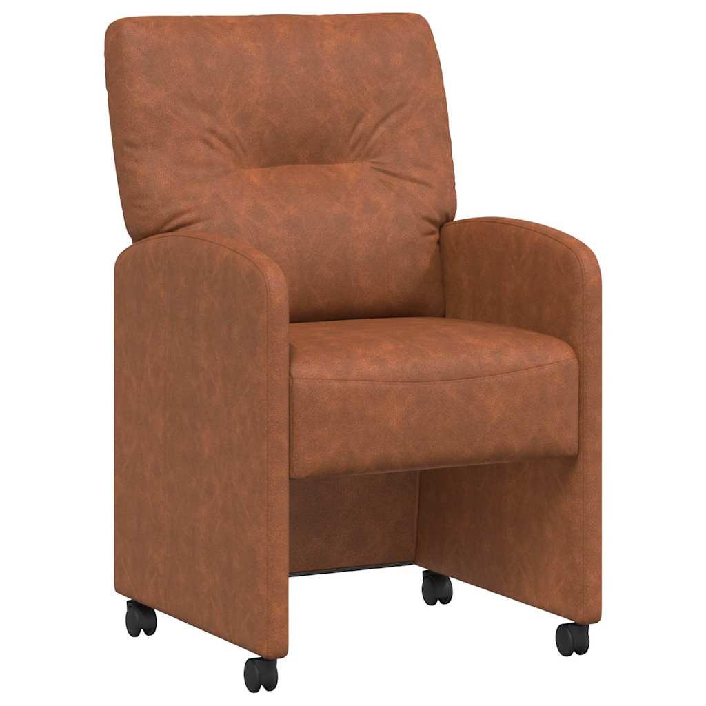 Chaises de Salle à Manger avec Roues 2 pcs Marron Simili cuir - XIOS