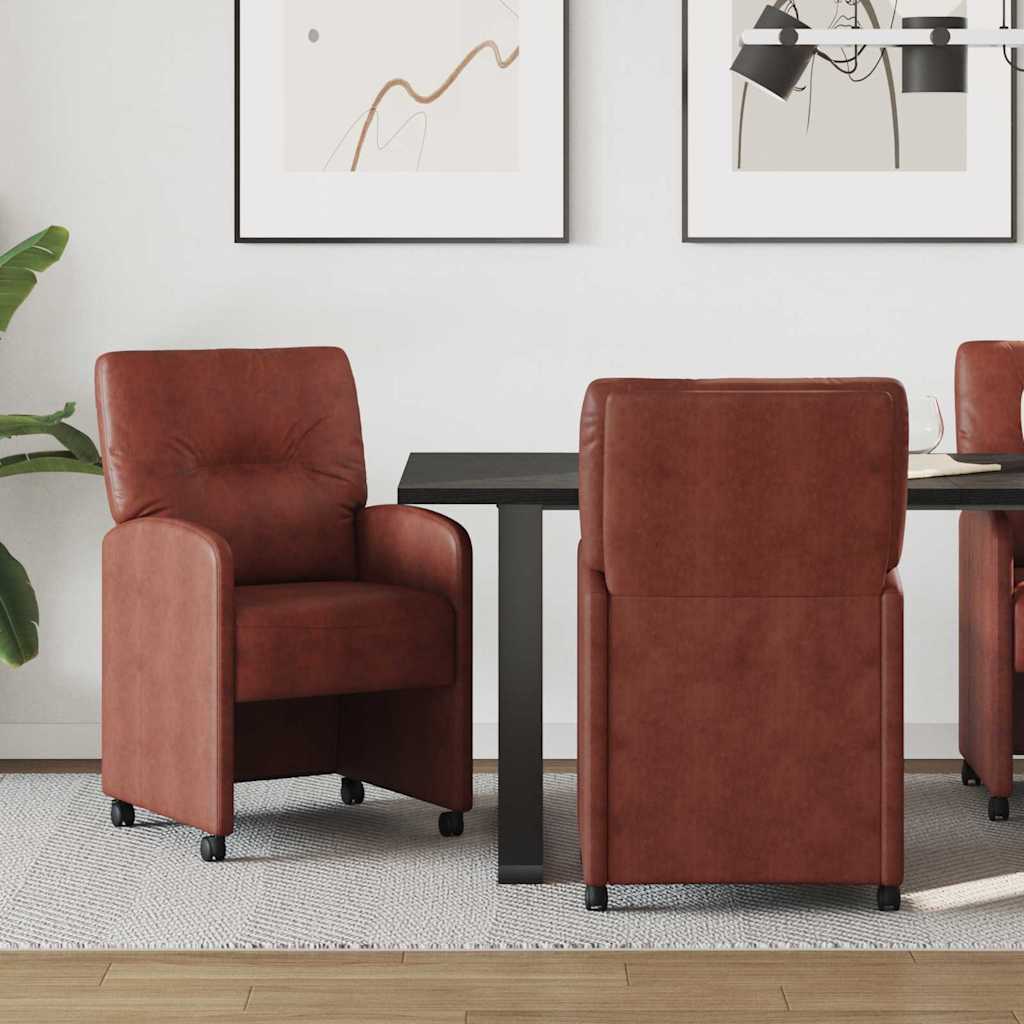 Chaises de Salle à Manger avec Roues 2 pcs Marron brillant - XIOS