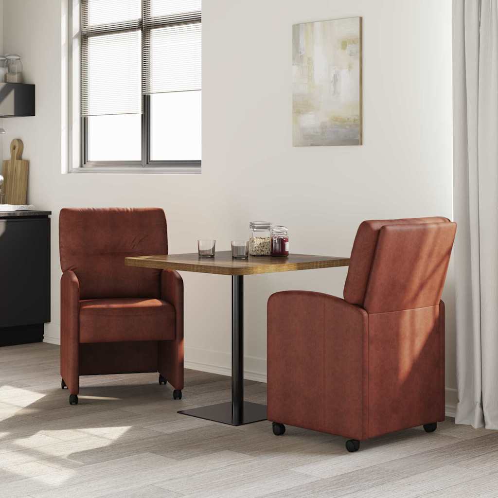 Chaises de Salle à Manger avec Roues 2 pcs Marron brillant - XIOS