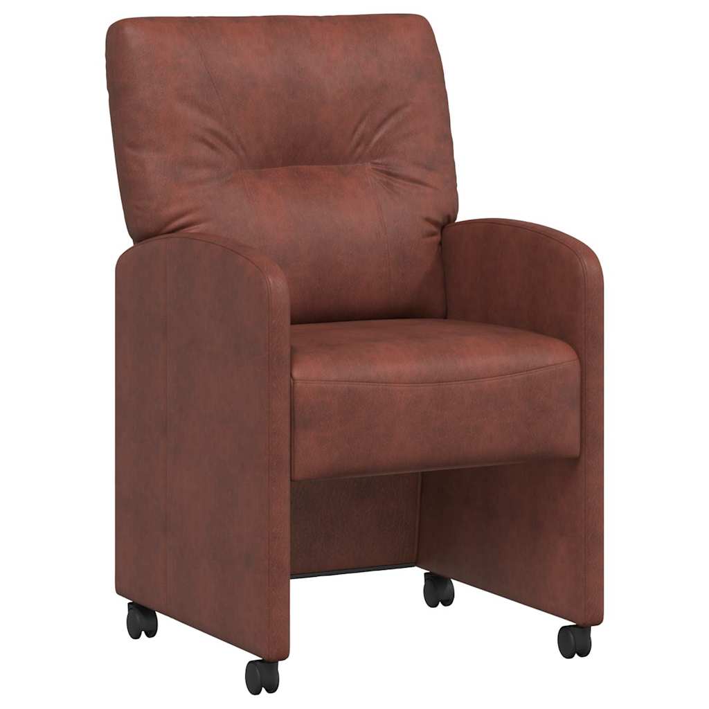 Chaises de Salle à Manger avec Roues 2 pcs Marron brillant - XIOS