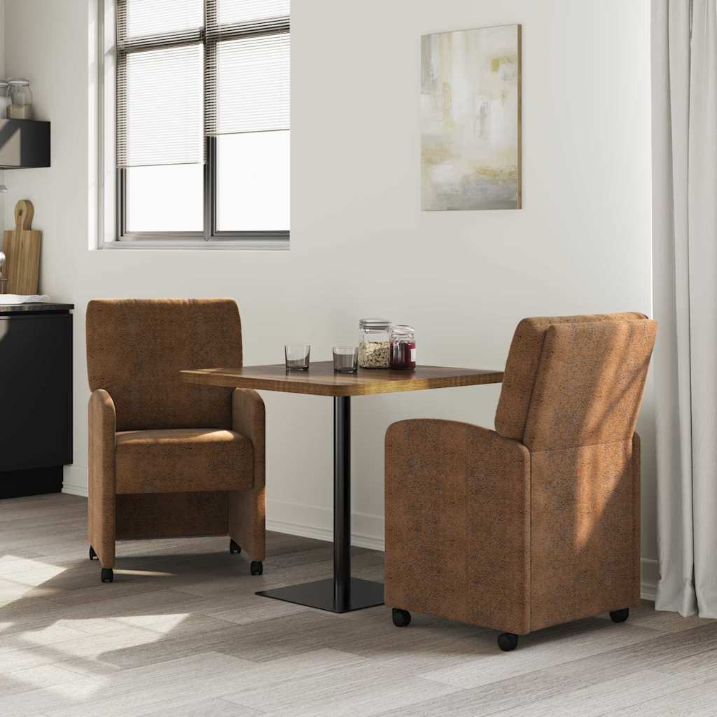 Chaises de Salle à Manger avec Roues 2 pcs Marron - XIOS
