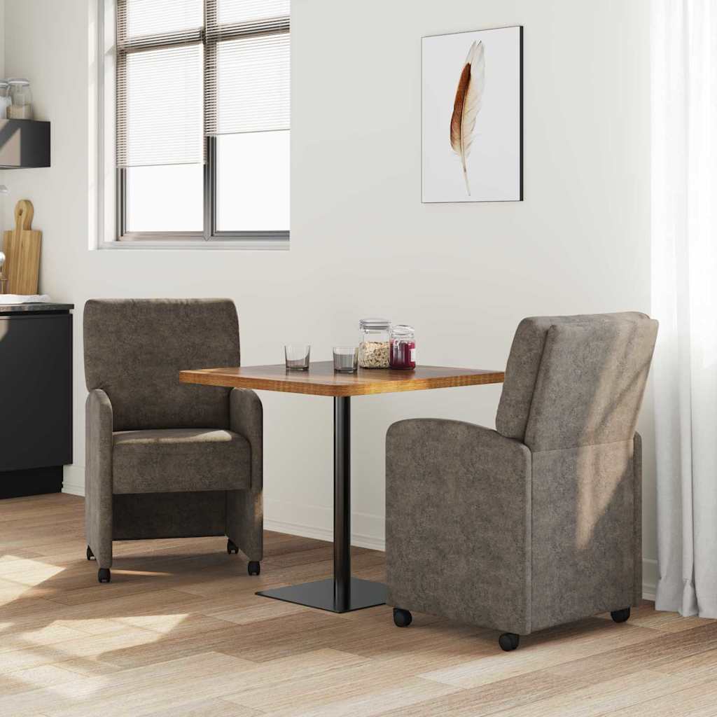 Chaises de Salle à Manger avec Roues 2 pcs Gris foncé - XIOS