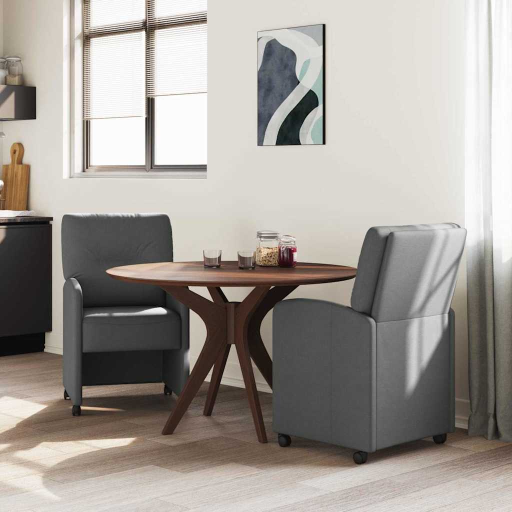 Chaises de Salle à Manger avec Roues 2 pcs Gris foncé tissu - XIOS