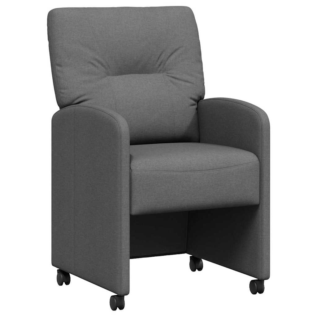 Chaises de Salle à Manger avec Roues 2 pcs Gris foncé tissu - XIOS