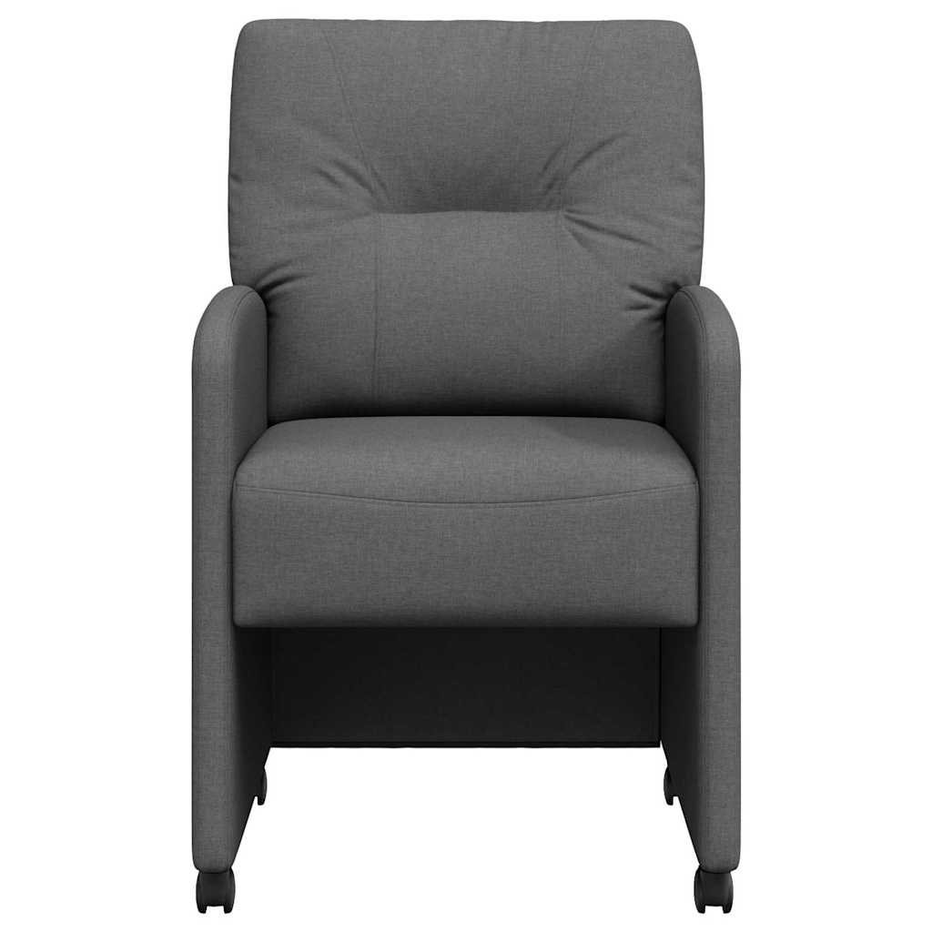 Chaises de Salle à Manger avec Roues 2 pcs Gris foncé tissu - XIOS