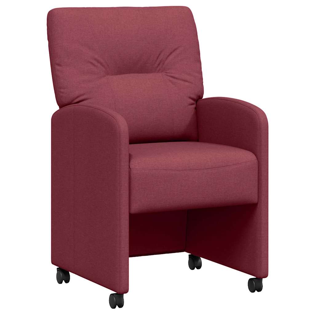 Chaises de Salle à Manger avec Roues 2 pcs Bordeaux tissu - XIOS