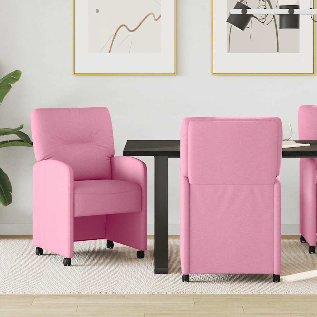 Chaises de Salle à Manger avec Roues 2 pcs Rose 57 x 67 x 95 cm - XIOS