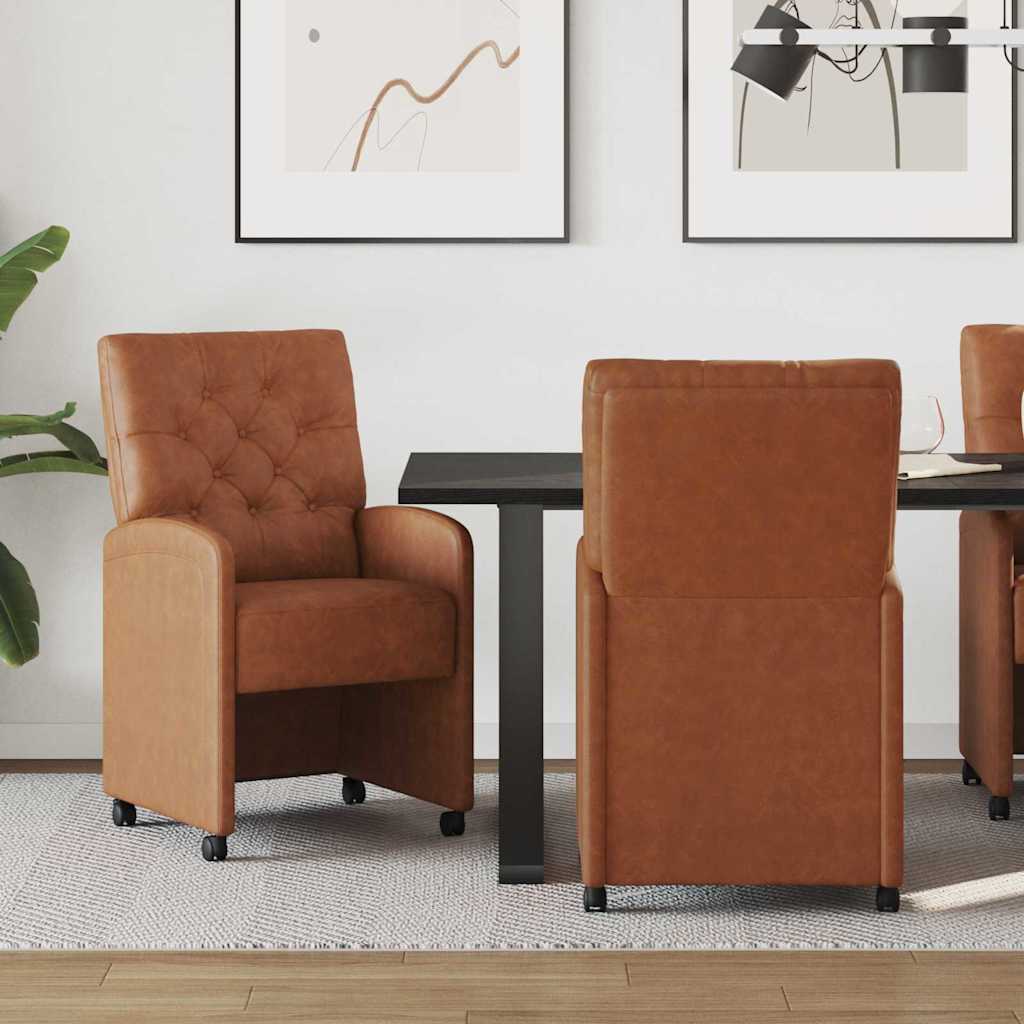 Chaises de Salle à Manger avec Roues 2 pcs Marron Faux cuir - XIOS