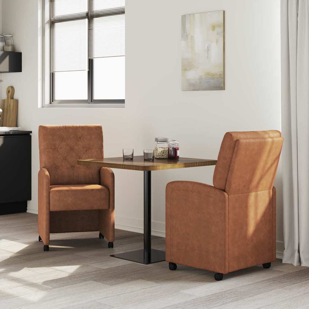 Chaises de Salle à Manger avec Roues 2 pcs Marron Faux cuir - XIOS