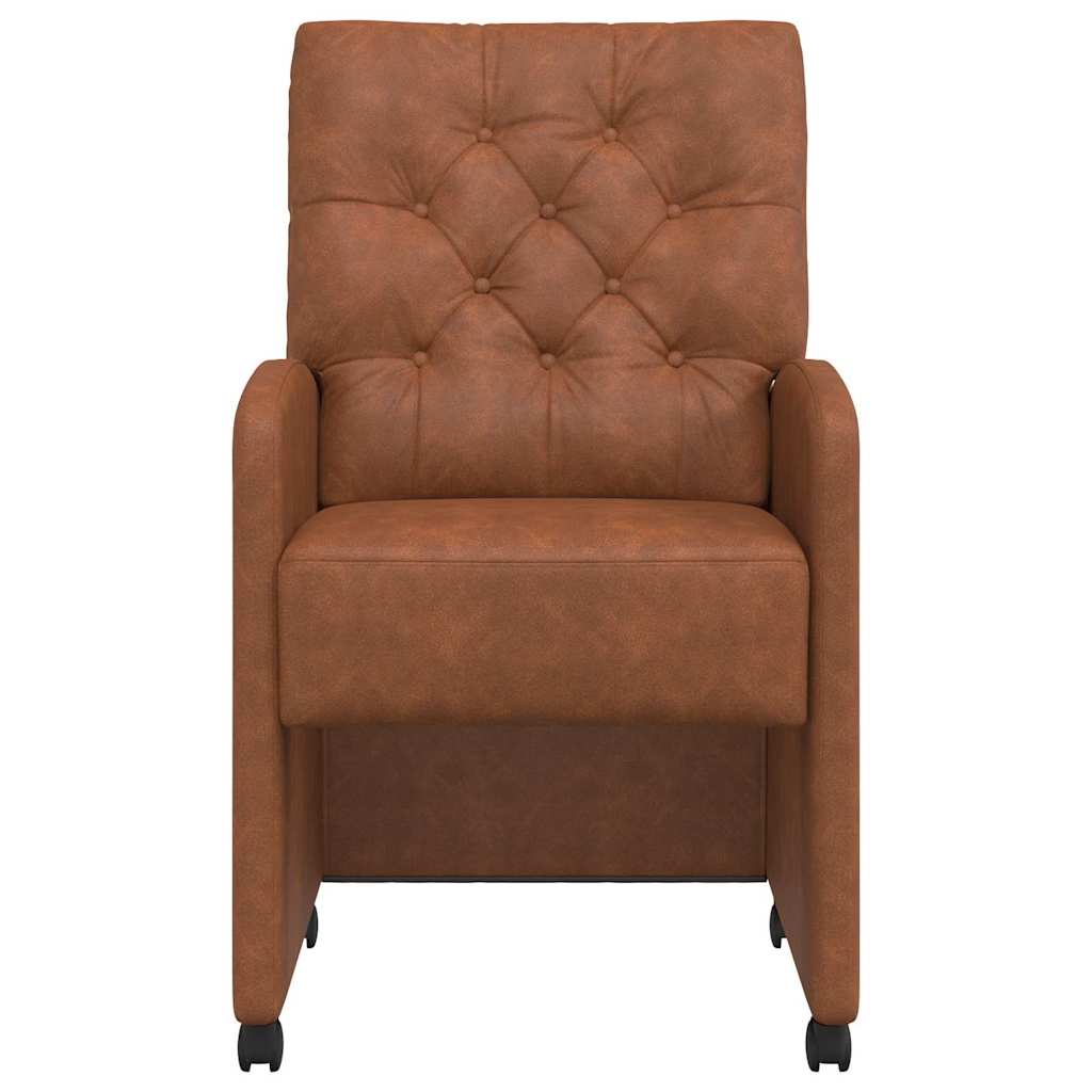 Chaises de Salle à Manger avec Roues 2 pcs Marron Faux cuir - XIOS