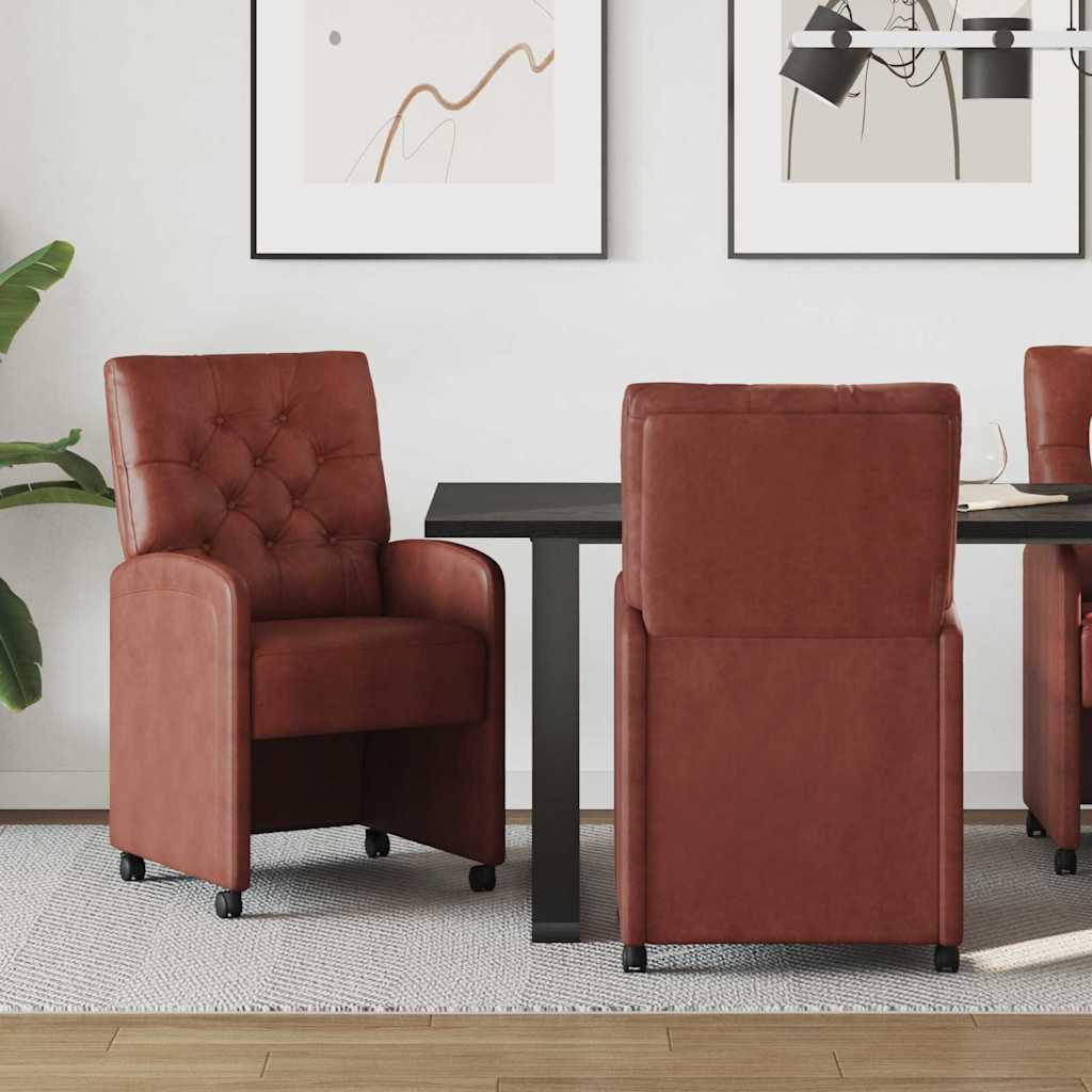 Chaises de Salle à Manger avec Roues 2 pcs Marron brillant - XIOS