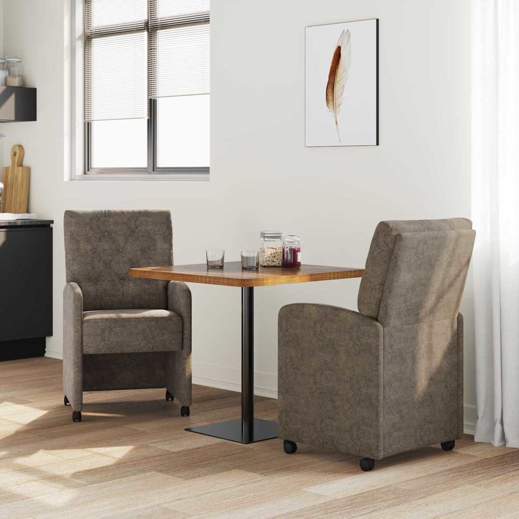 Chaises de Salle à Manger avec Roues 2 pcs Gris foncé - XIOS