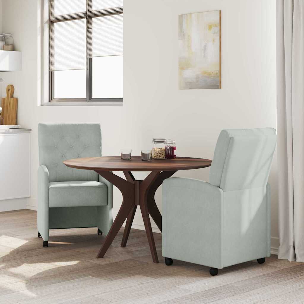 Chaises de Salle à Manger avec Roues 2 pcs Gris clair Velours - XIOS
