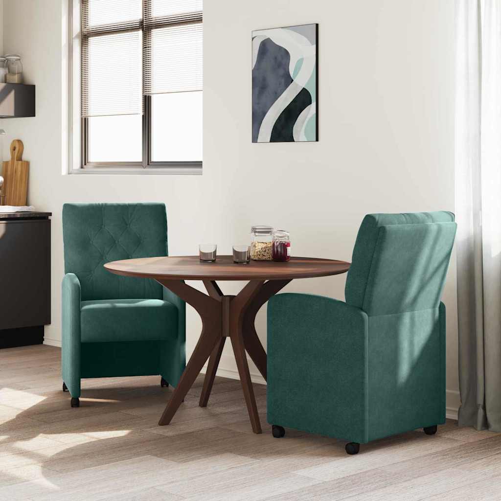 Chaises de Salle à Manger avec Roues 2 pcs Vert foncé Velours - XIOS