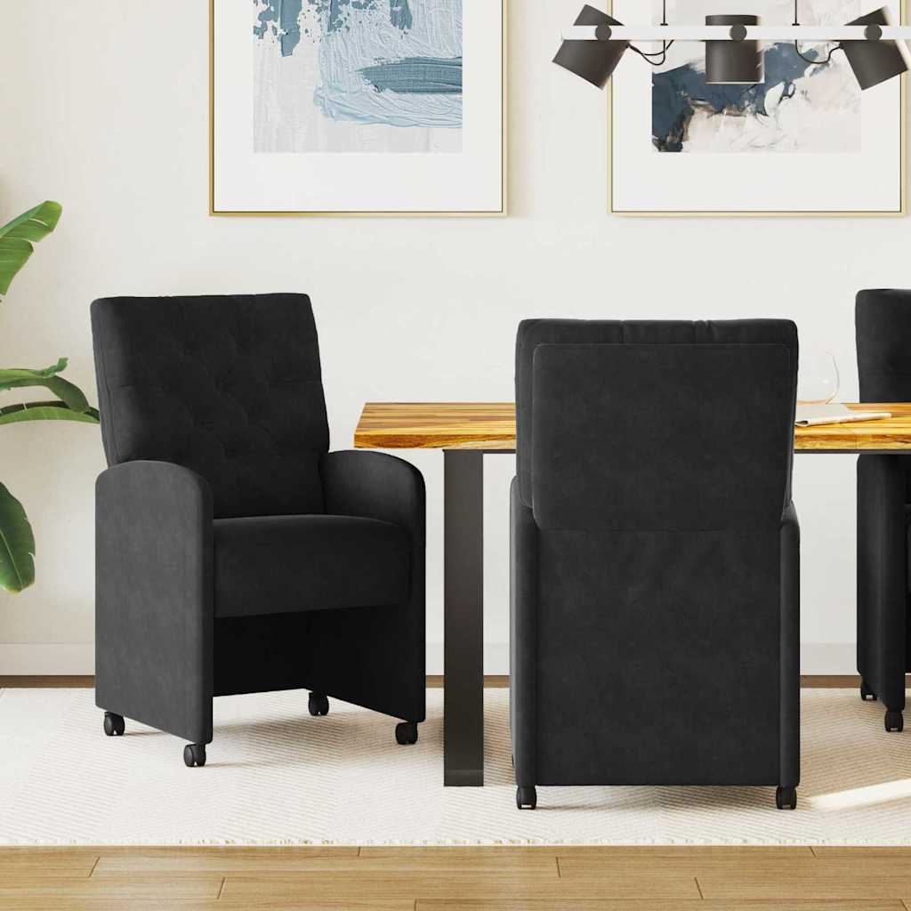 Chaises de Salle à Manger avec Roues 2 pcs Noir 58 x 67 x 97 cm - XIOS