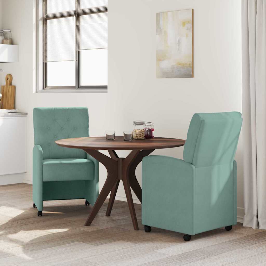 Chaises de Salle à Manger avec Roues 2 pcs Vert marin Velours - XIOS