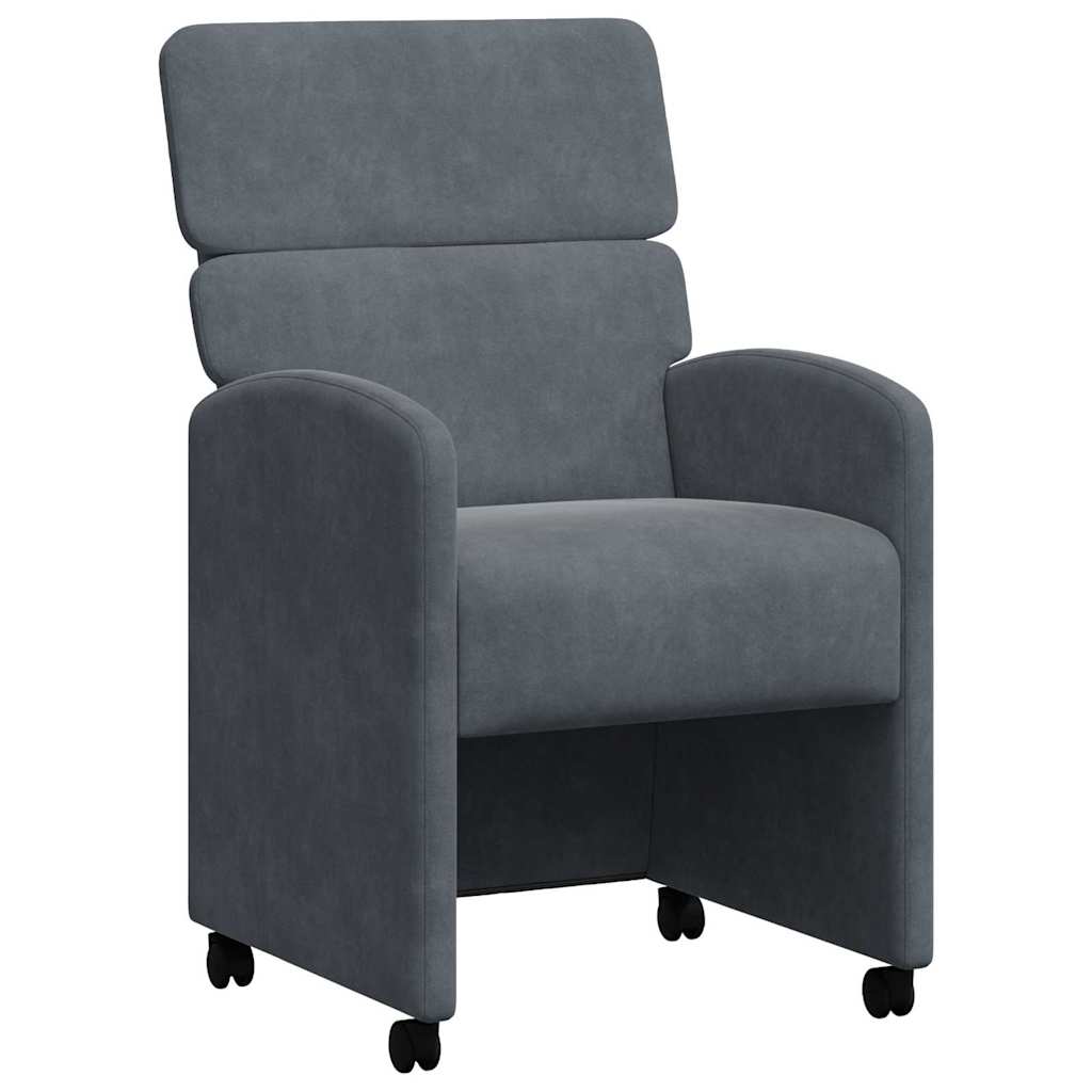 Chaises de Salle à Manger avec Roues 2 pcs Gris foncé Velours - XIOS