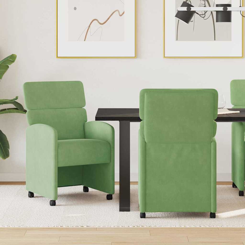 Chaises de Salle à Manger avec Roues 2 pcs Vert clair Velours - XIOS
