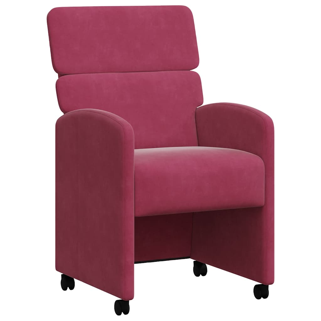 Chaises de Salle à Manger avec Roues 2 pcs Bordeaux Velours - XIOS