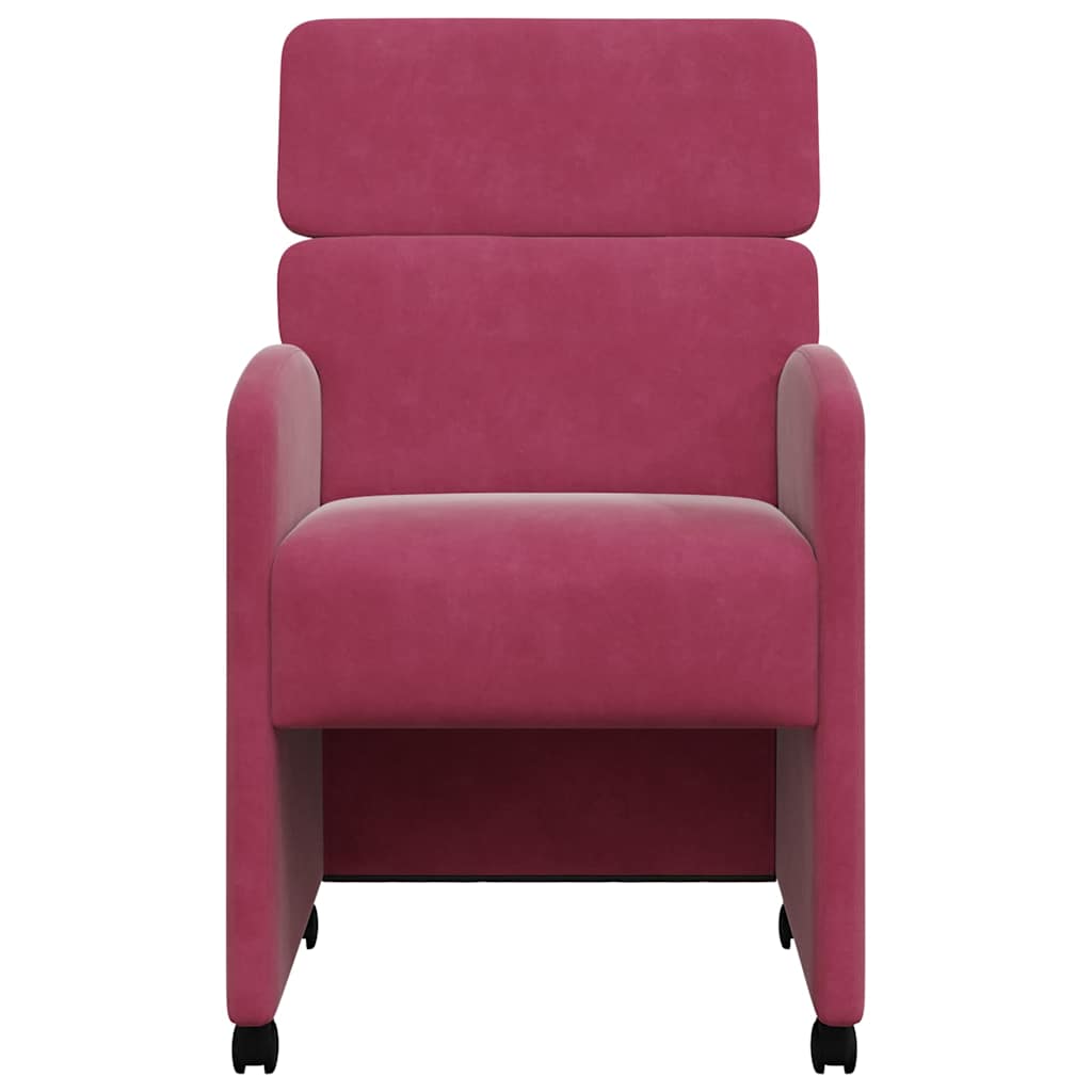 Chaises de Salle à Manger avec Roues 2 pcs Bordeaux Velours - XIOS
