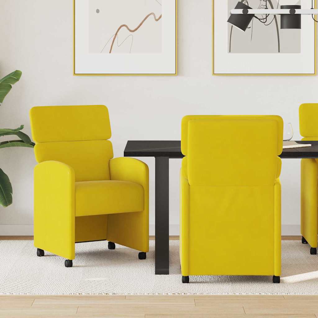 Chaises de Salle à Manger avec Roues 2 pcs Jaune Velours - XIOS