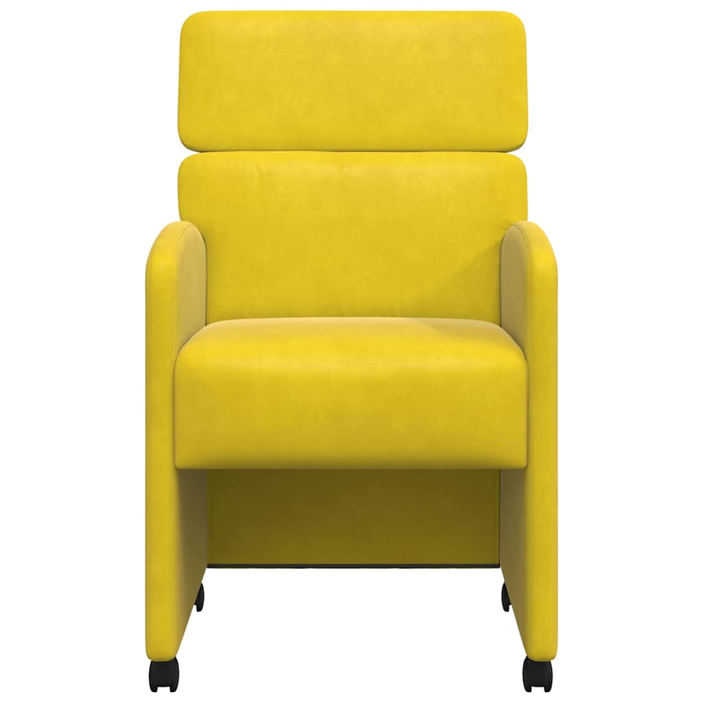 Chaises de Salle à Manger avec Roues 2 pcs Jaune Velours - XIOS