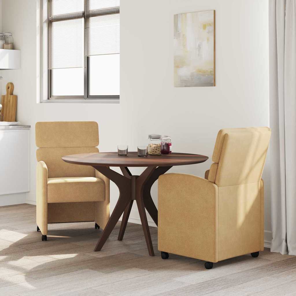 Chaises de Salle à Manger avec Roues 2 pcs Marron Velours - XIOS