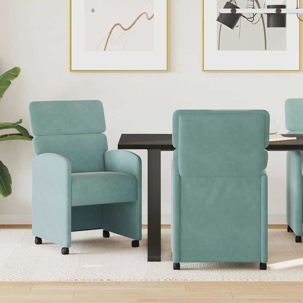 Chaises de Salle à Manger avec Roues 2 pcs Vert marin Velours - XIOS