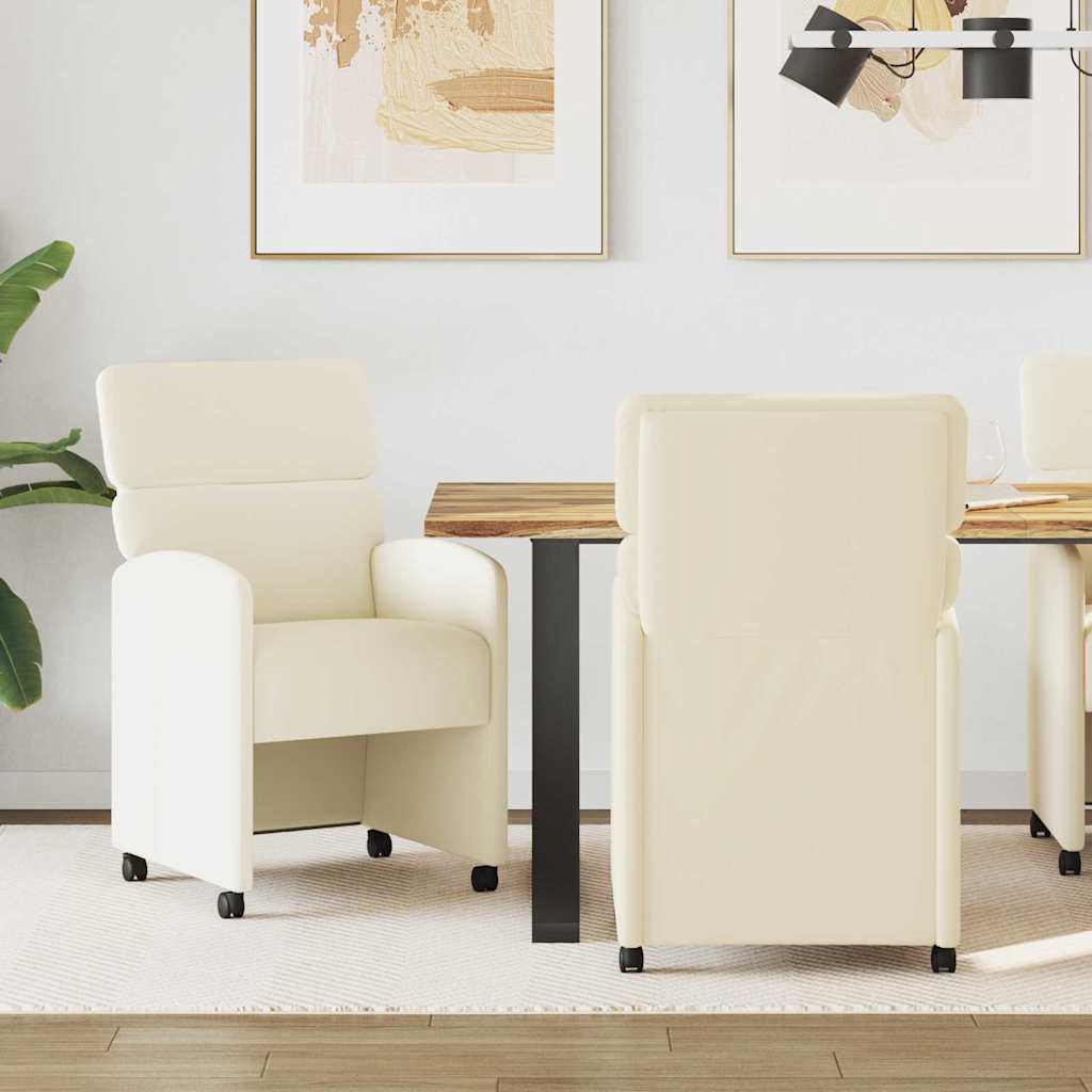 Chaises de Salle à Manger avec Roues 2 pc Simili cuir Crème - XIOS