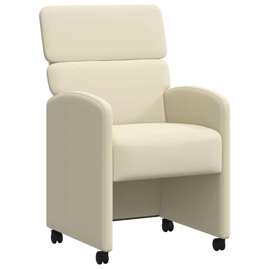 Chaises de Salle à Manger avec Roues 2 pc Simili cuir Crème - XIOS