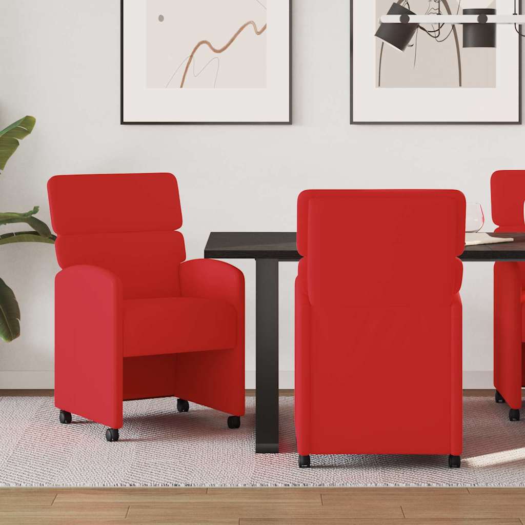 Chaises de Salle à Manger avec Roues avec des roues 2 pcs Rouge - XIOS