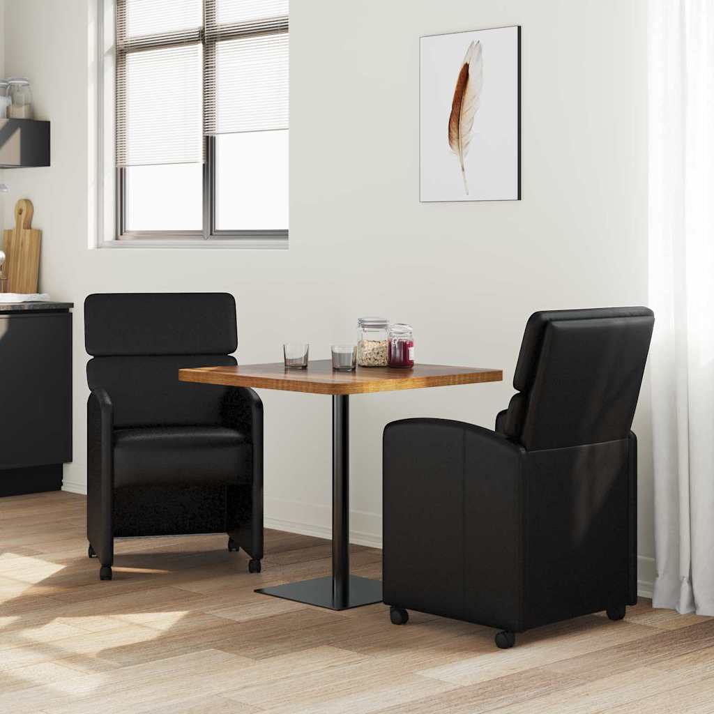 Chaises de Salle à Manger avec Roues 2 pcs Noir 58 x 65 x 98 cm - XIOS