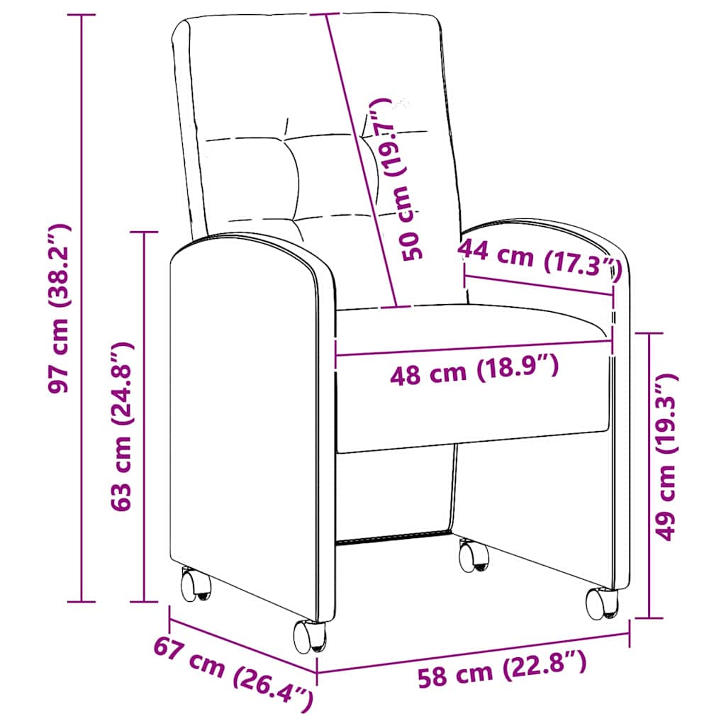 Chaises de Salle à Manger avec Roues 2 pcs Noir 58 x 67 x 97 cm - XIOS