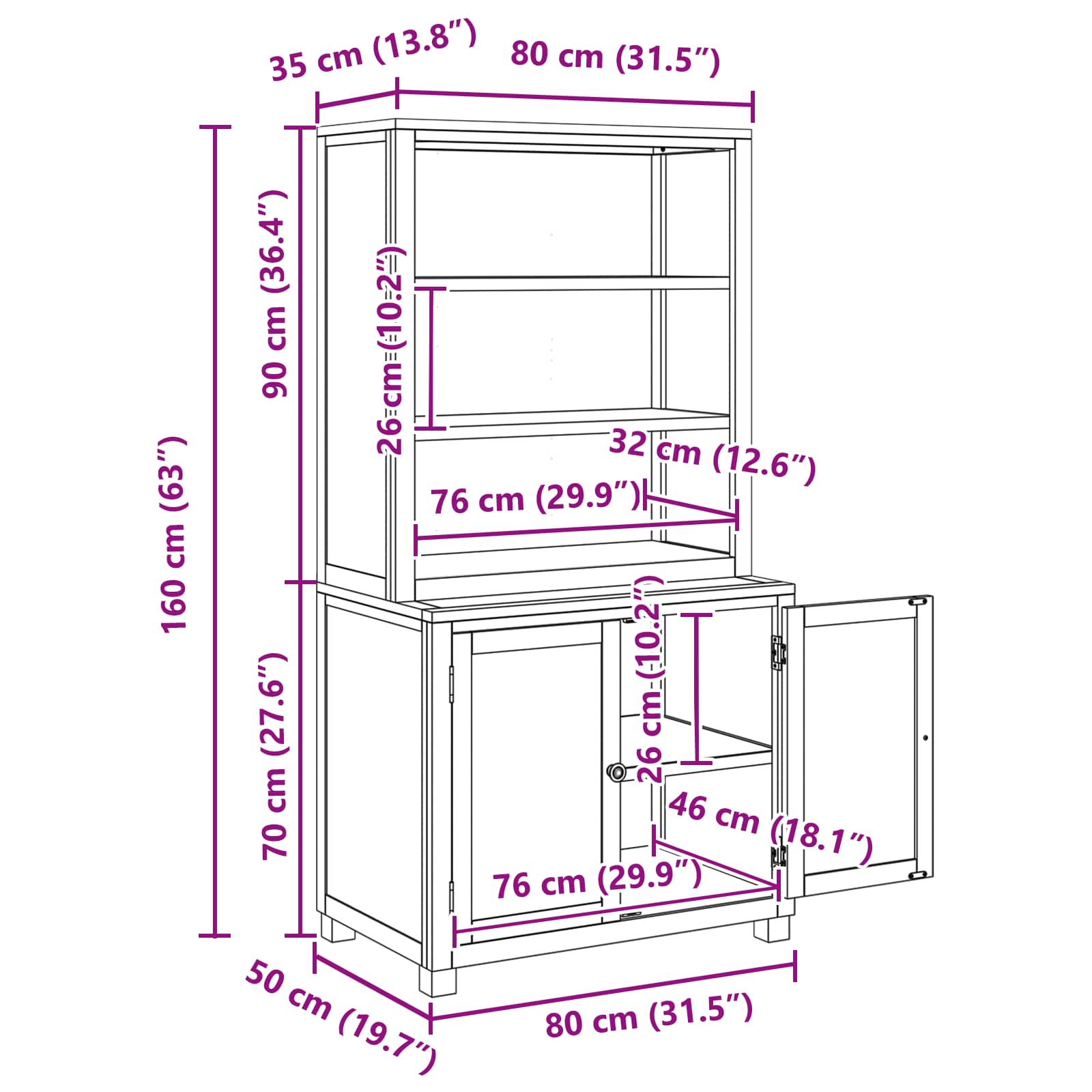 Ensemble de meubles de rangement avec stockage 2 pc Marron - XIOS