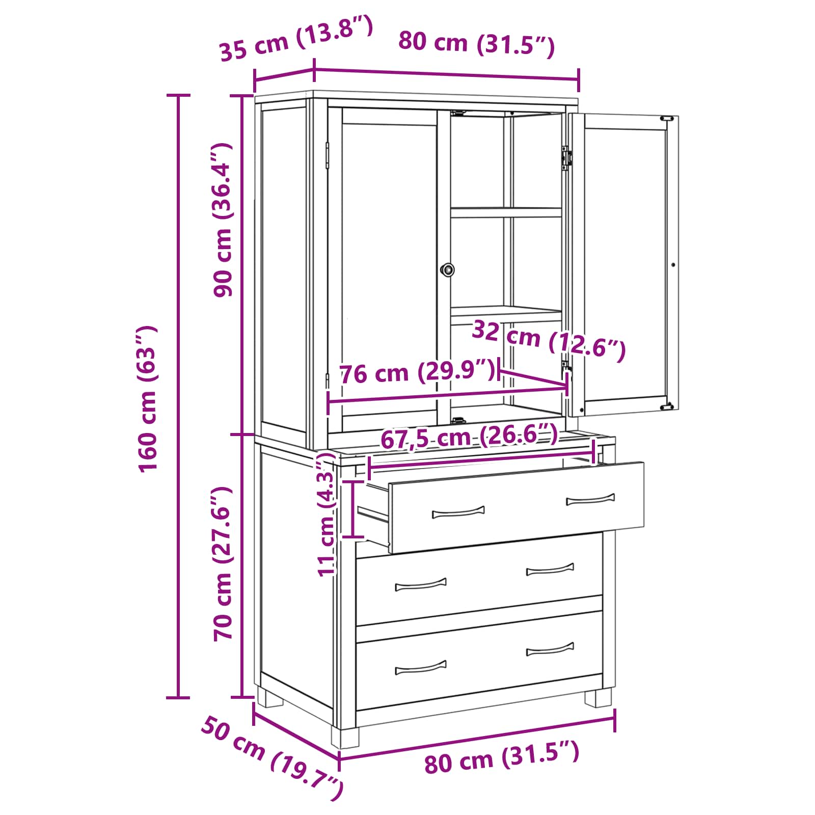 Ensemble de meubles de rangement avec tiroir 2 pc Marron - XIOS