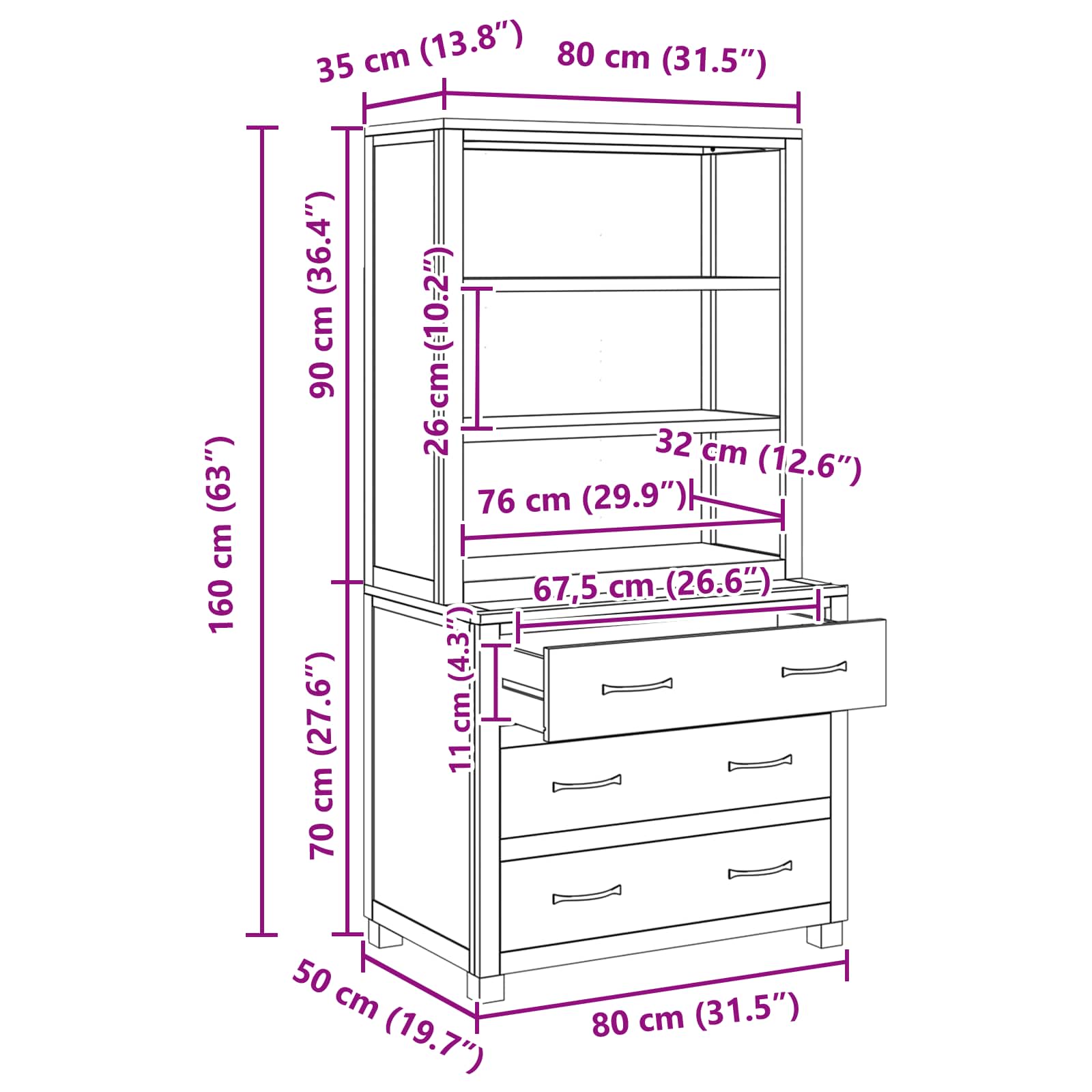 Ensemble de meubles de rangement avec tiroir 2 pc Marron - XIOS