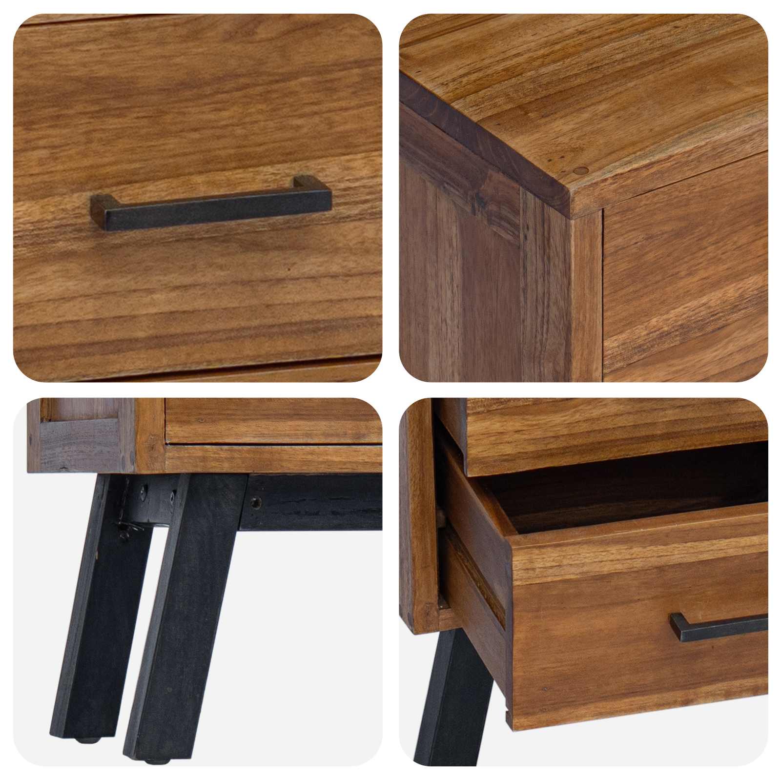 Table de chevet Naturel 40 x 35 x 55 cm Bois de teck massif - XIOS