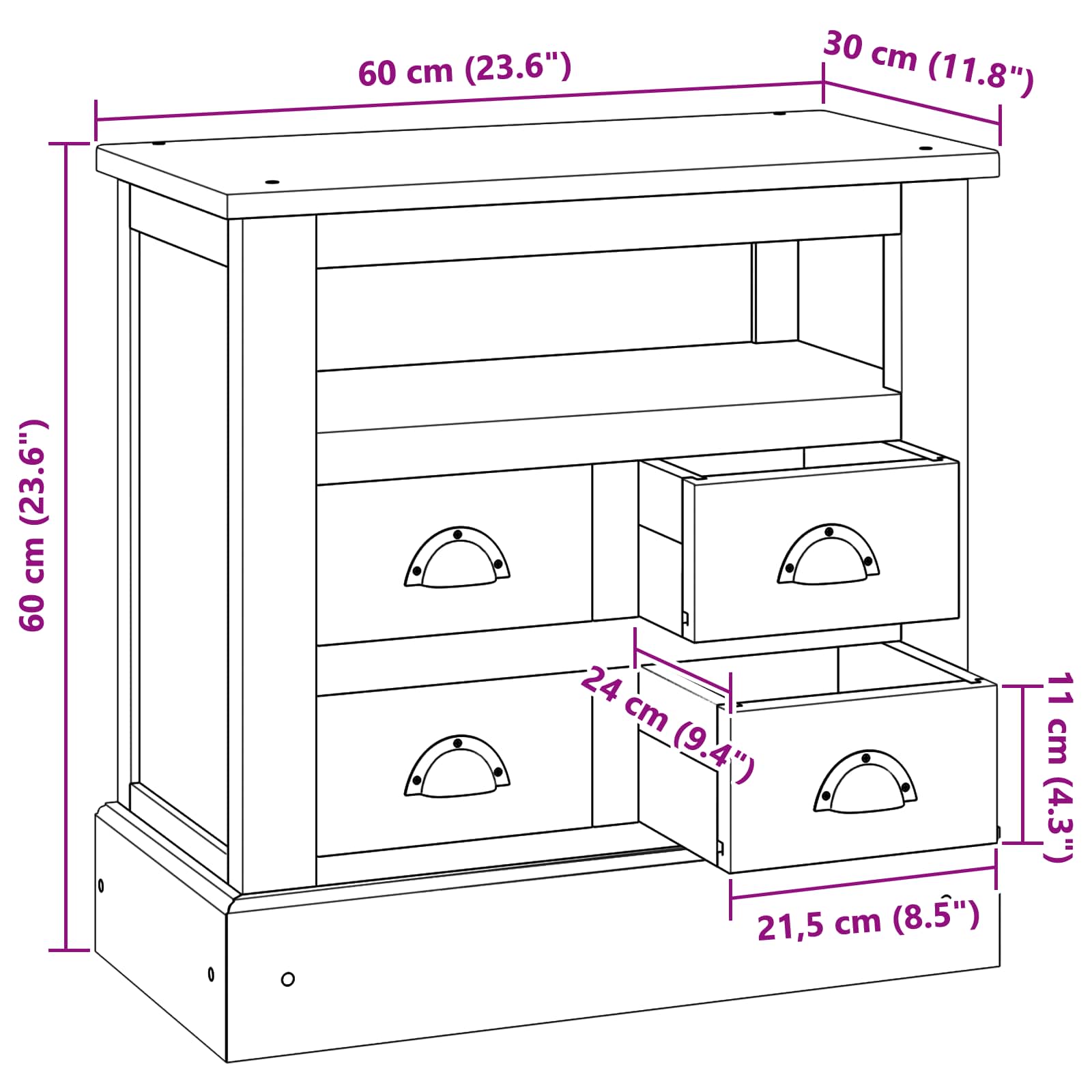 Armoire de rangement avec tiroir Naturel 60 x 30 x 60 cm - XIOS