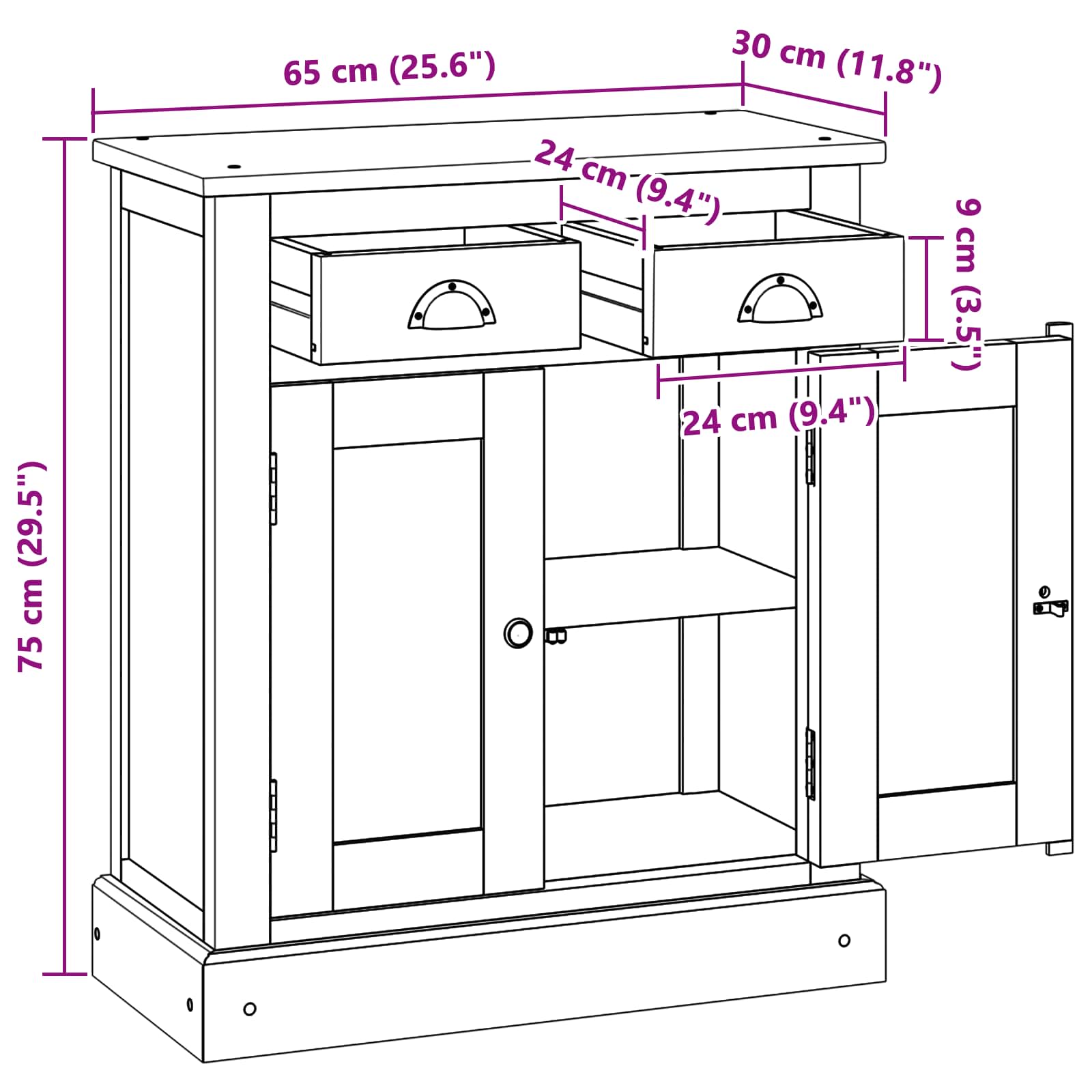 Armoire de rangement avec tiroir Naturel 65 x 30 x 75 cm - XIOS