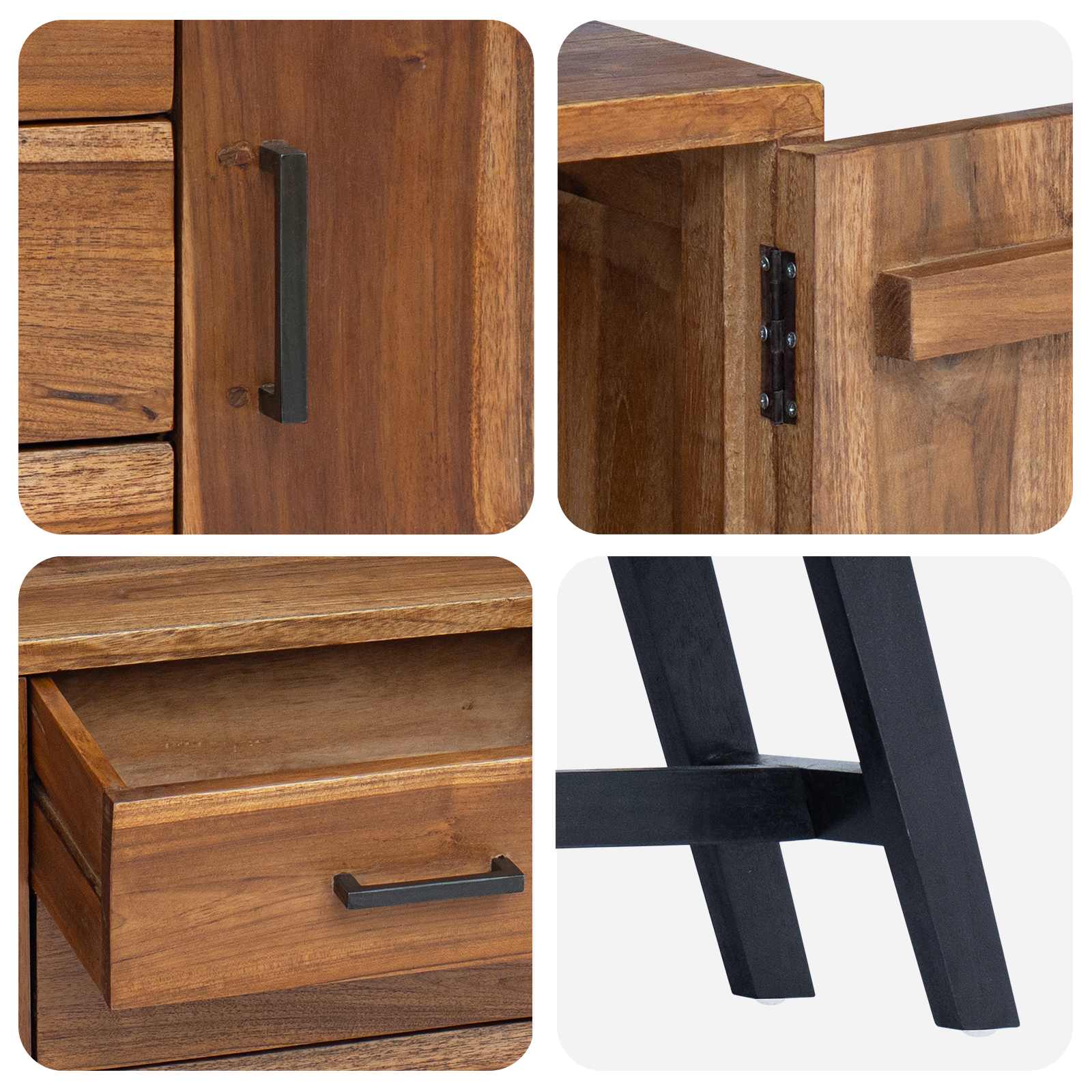 Meuble TV 110 x 30 x 75 cm Naturel Bois de teck massif