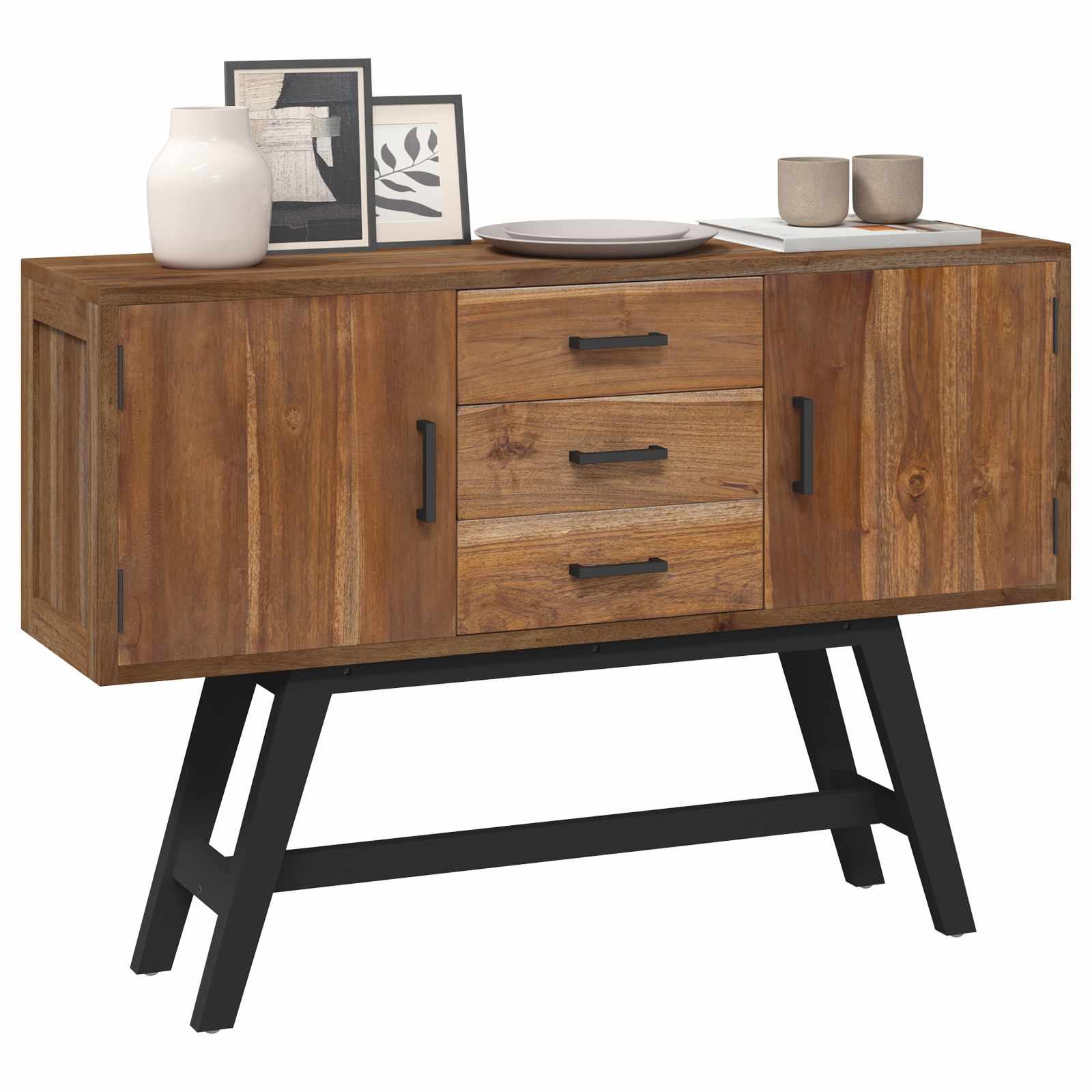 Meuble TV 110 x 30 x 75 cm Naturel Bois de teck massif