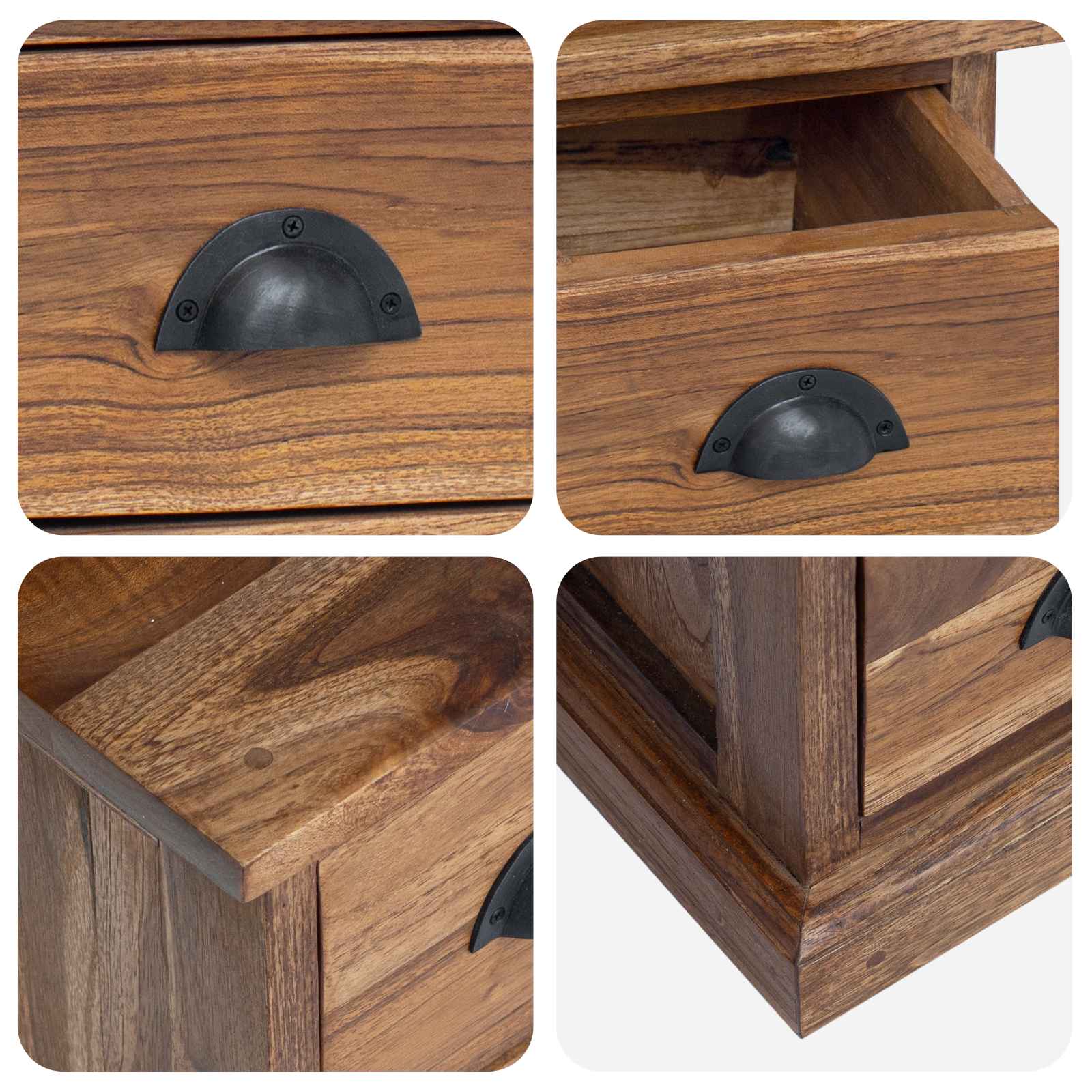 Meuble TV Naturel 110 x 30 x 40 cm Bois de teck massif - XIOS