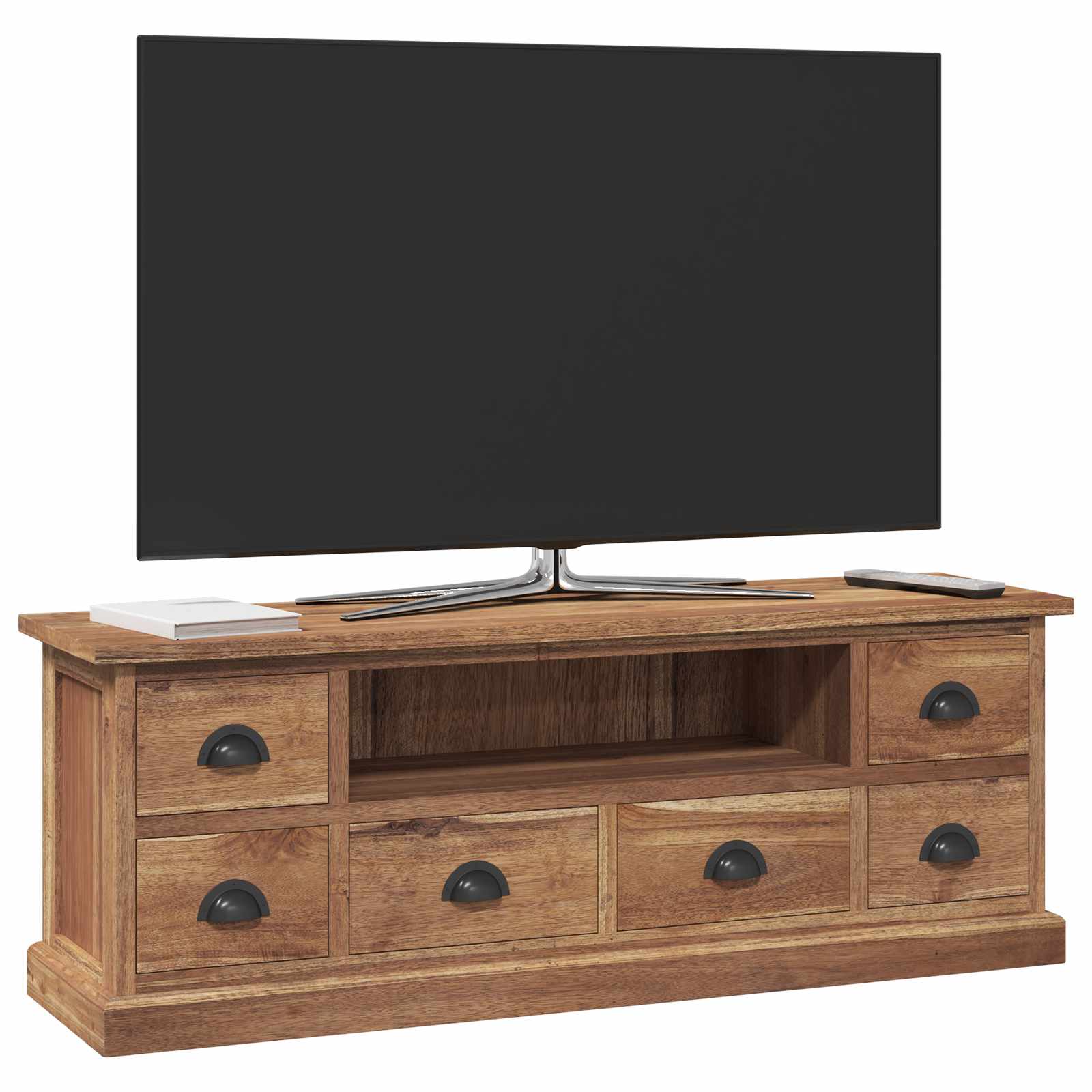 Meuble TV Naturel 110 x 30 x 40 cm Bois de teck massif - XIOS