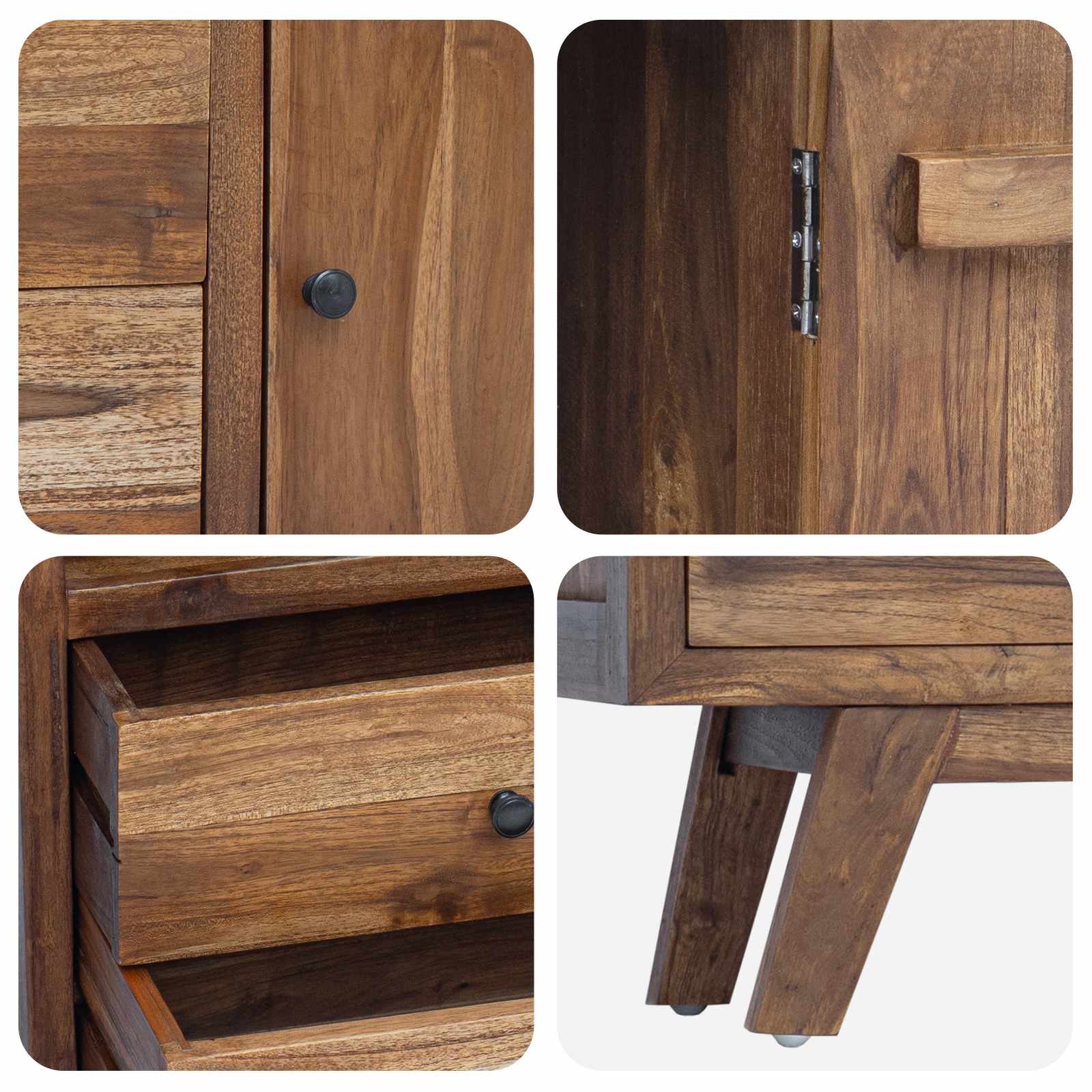 Buffet avec tiroir Naturel 100 x 30 x 68 cm Bois de teck massif - XIOS