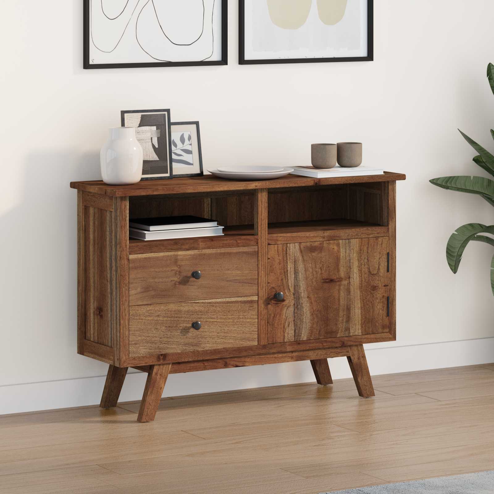 Buffet Naturel 100 x 30 x 68 cm Bois de teck massif
